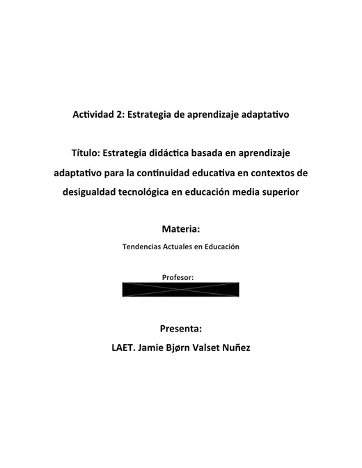 Vista previa de Estrategia de aprendizaje adaptativo para la continuidad educativa y la equidad digital