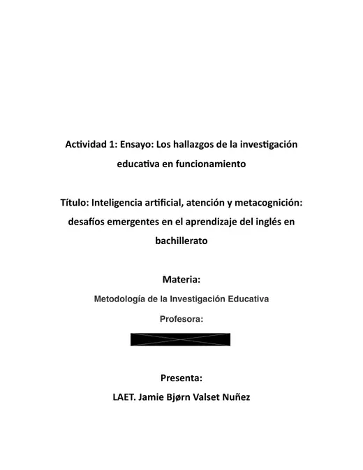Vista previa de Inteligencia artificial, atención y metacognición en el aprendizaje del inglés
