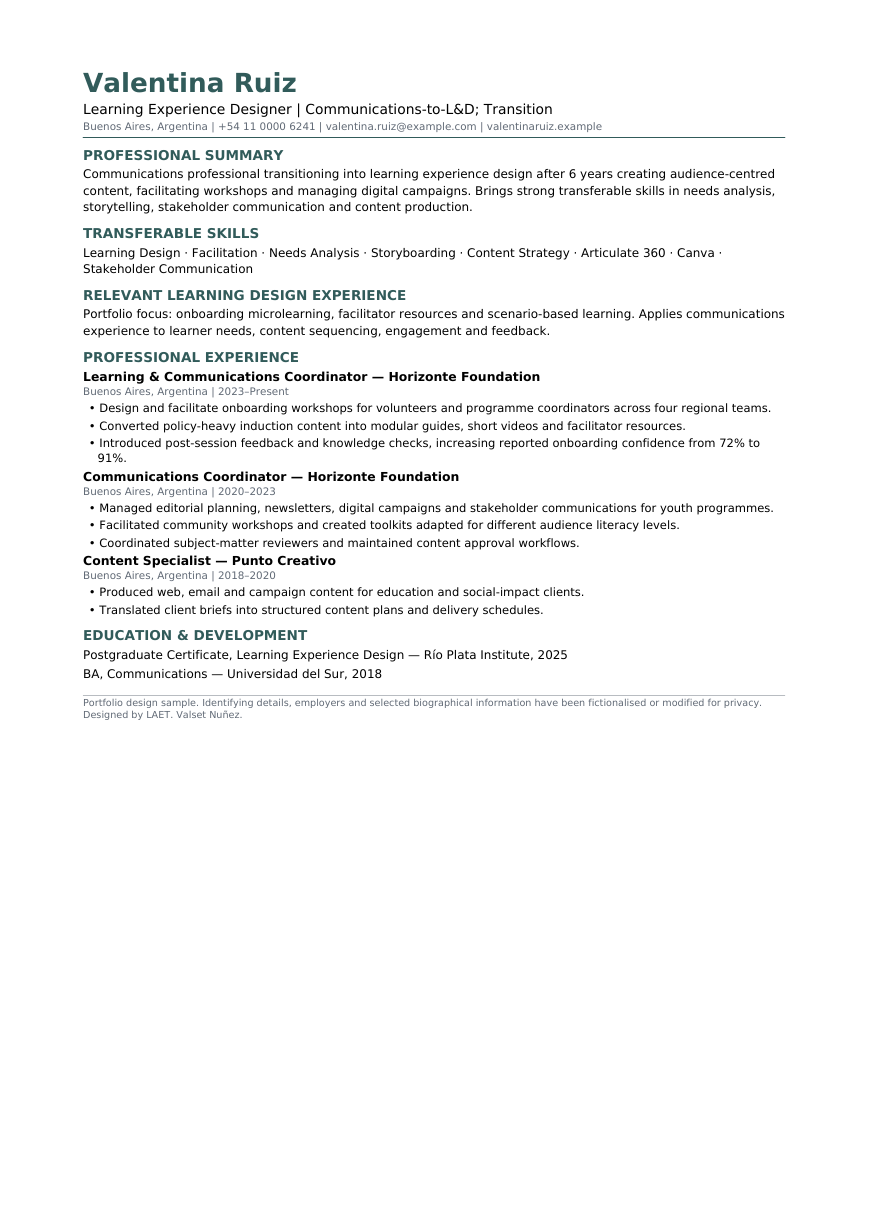 ATS career transition CV sample