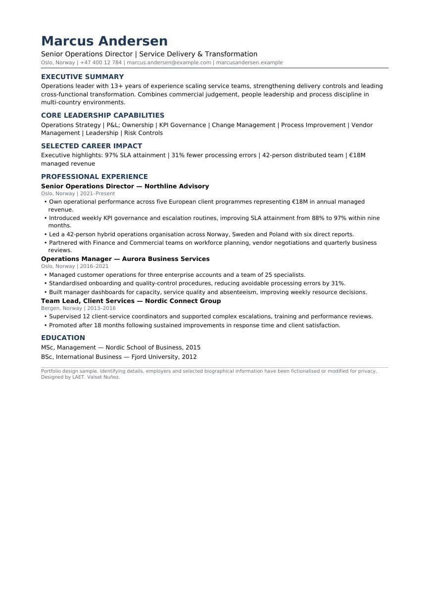 ATS executive CV sample